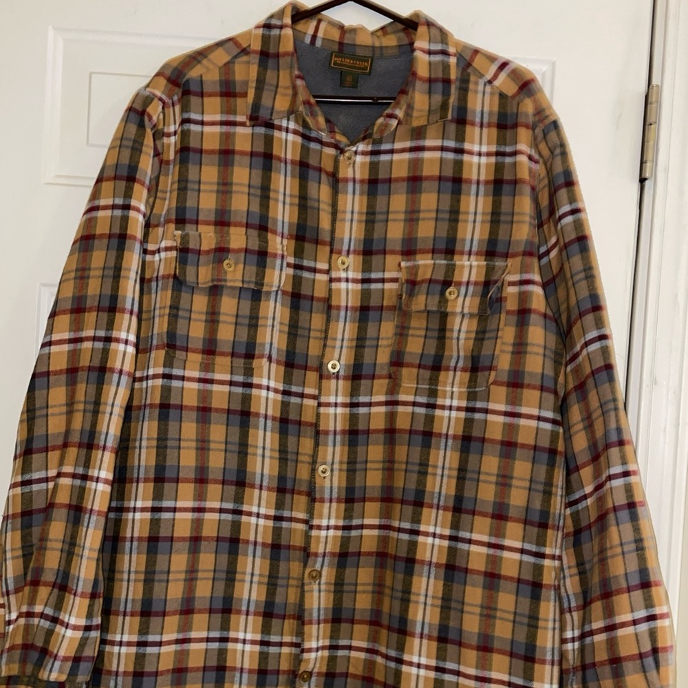 Boulder Creek Trading Company Flannel Tan Plaid Button down Men’s size 2XL Tall